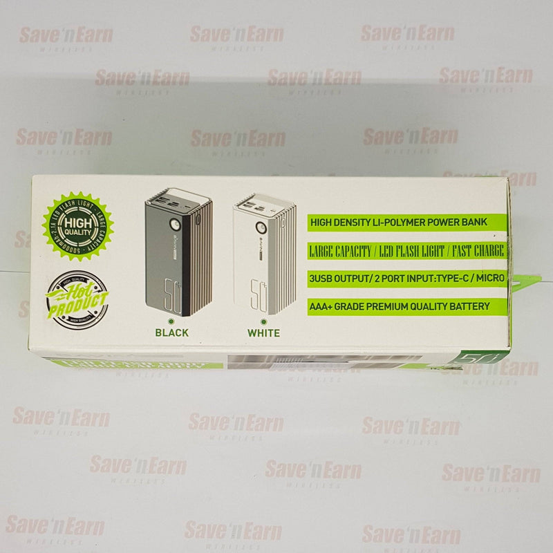 BAVIN 50000mAh 2.1A Quick to Charge Large Capacity LI-Polymer Battery PC068 With 3 USB Port and LED Flash Light