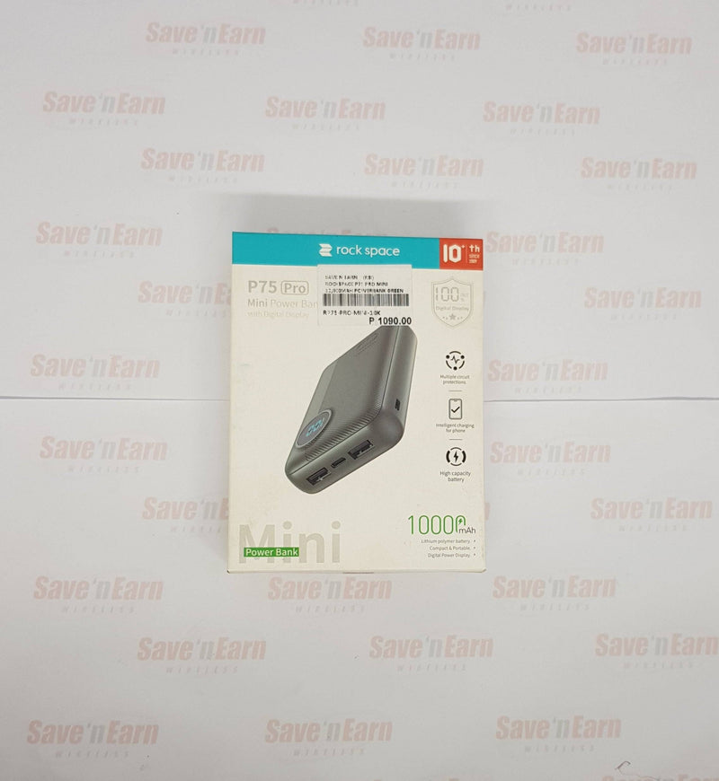 Rock Space P75 Pro Original Portable Mini LED Digital Display Fast Charging 10000mAh Powerbank