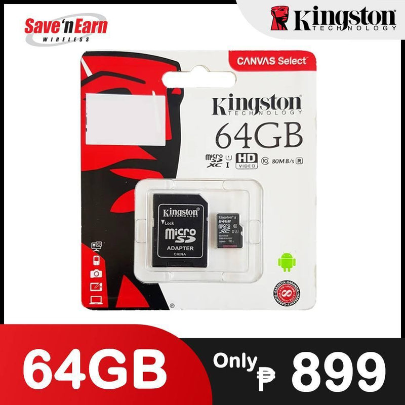 Kingston Canvas Select microSD Card 64GB - Accessories - Save 'N Earn Wireless