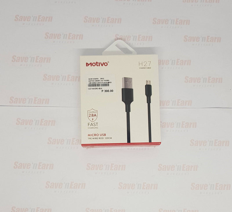 Motivo H27 2.8A Fast Charging Micro USB/ Sync Cable 120cm - Black