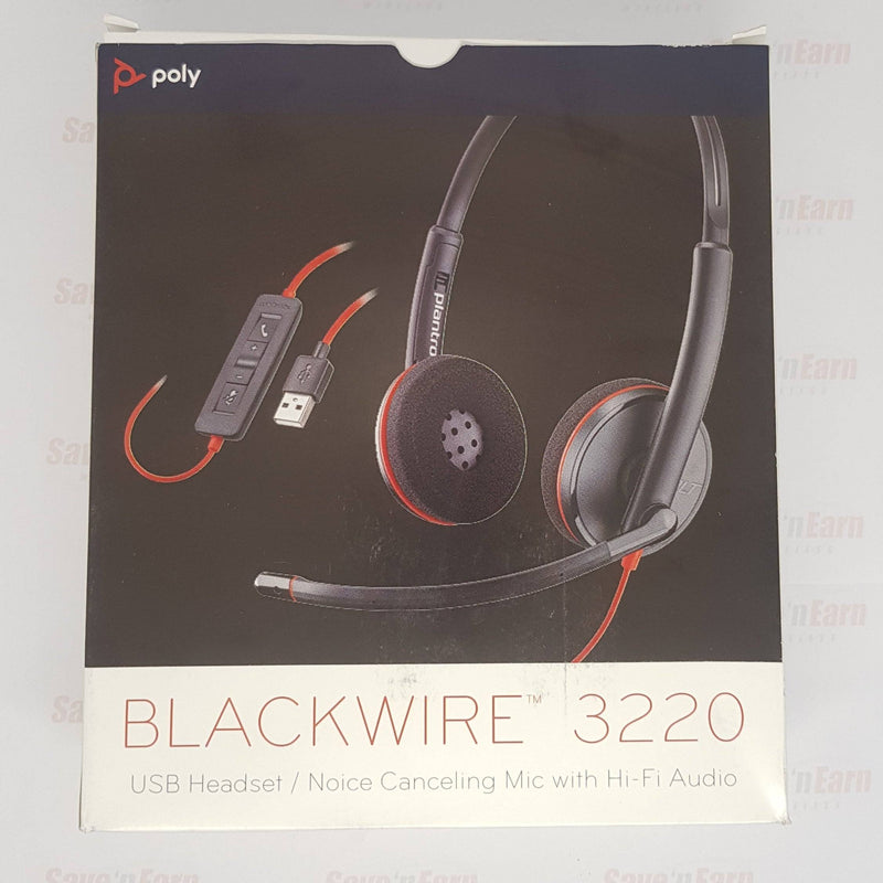 Poly Blackwire 3220 USB Headset / Noice Canceling Mic with Hi-Fi Audio
