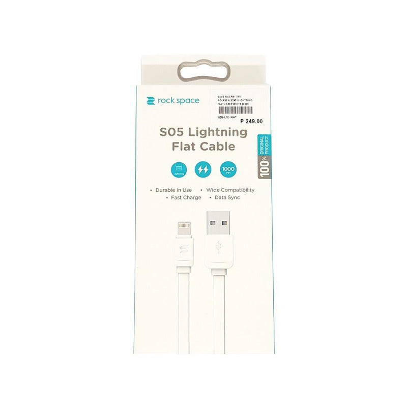 Rock Space SO5 Lightning Flat Cable White