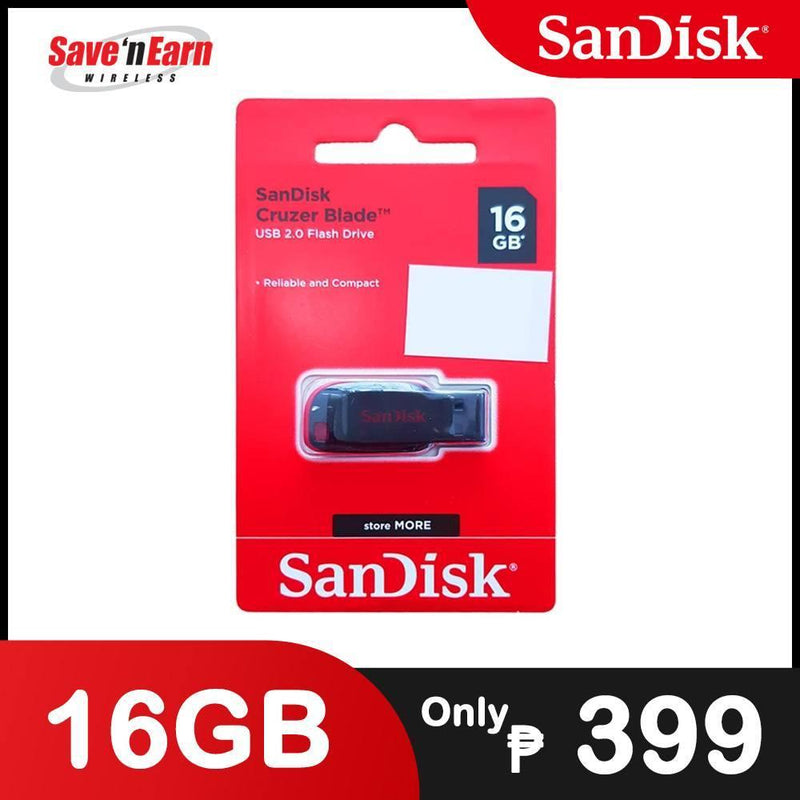 SanDisk Cruzer Blade USB 2.0 Flash Drive 16GB (Black) - Accessories - Save 'N Earn Wireless